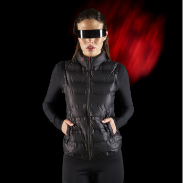Colete feminino Equestro Ridertechnology com costuras seladas a quente Preto