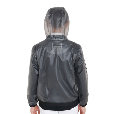 Corta-vento impermeável infantil com capuz com zíper Equestro Cinzento