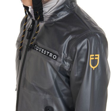 Corta-vento impermeável infantil com capuz com zíper Equestro Cinzento