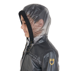 Corta-vento impermeável infantil com capuz com zíper Equestro Cinzento