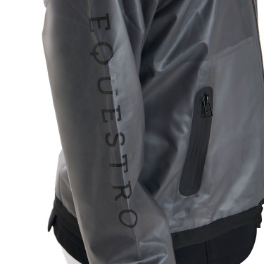 Corta-vento impermeável infantil com capuz com zíper Equestro Cinzento