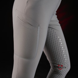 Calça slim fit feminina Equestro Ridertechnology full grip Pássaro zombeteiro Cinzento
