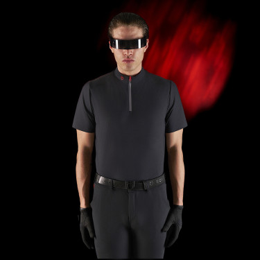 Polo de treino masculino Equestro Ridertechnology com mangas curtas e zíper