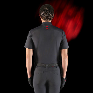 Polo de treino masculino Equestro Ridertechnology com mangas curtas e zíper Polo de treino masculino Equestro Ridertechnology com mangas curtas e zíper