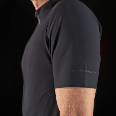 Polo de treino masculino Equestro Ridertechnology com mangas curtas e zíper Polo de treino masculino Equestro Ridertechnology com mangas curtas e zíper