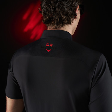 Polo de treino masculino Equestro Ridertechnology com mangas curtas e zíper Polo de treino masculino Equestro Ridertechnology com mangas curtas e zíper