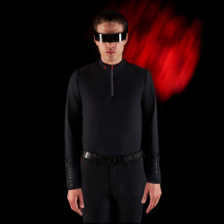 Polo de treino masculino Equestro Ridertechnology de mangas compridas com zíper