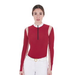 Polo de competição feminino com inserções em mesh Equestro