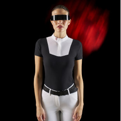 Polo de competição feminino Equestro Ridertechnology de mangas curtas com botões