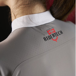 Polo de competição feminino Equestro Ridertechnology de mangas compridas com zíper Pássaro zombeteiro Cinzento Polo de competição feminino Equestro Ridertechnology de mangas compridas com zíper Pássaro zombeteiro Cinzento