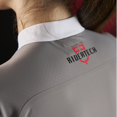 Polo de competição feminino Equestro Ridertechnology de mangas compridas com zíper Polo de competição feminino Equestro Ridertechnology de mangas compridas com zíper