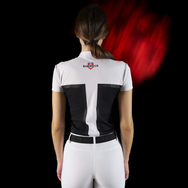 Polo de competição feminino Equestro Ridertechnology em tecido perfurado Polo de competição feminino Equestro Ridertechnology em tecido perfurado
