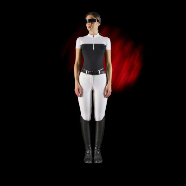 Polo de competição feminino Equestro Ridertechnology em tecido perfurado Polo de competição feminino Equestro Ridertechnology em tecido perfurado