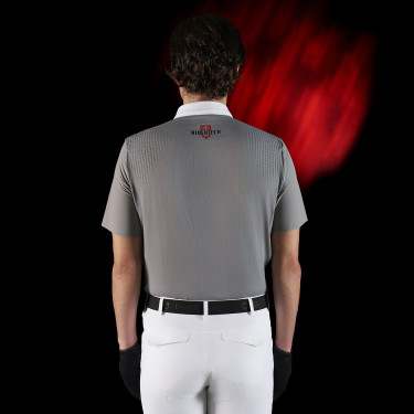Polo de competição masculino Equestro Ridertechnology com mangas curtas e botões Polo de competição masculino Equestro Ridertechnology com mangas curtas e botões