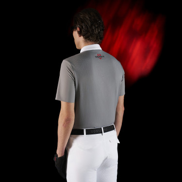 Polo de competição masculino Equestro Ridertechnology com mangas curtas e botões Polo de competição masculino Equestro Ridertechnology com mangas curtas e botões