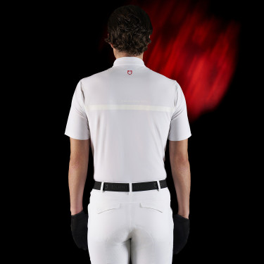 Polo de competição masculino Equestro Ridertechnology de mangas curtas com zíper Polo de competição masculino Equestro Ridertechnology de mangas curtas com zíper