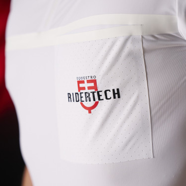 Polo de competição masculino Equestro Ridertechnology de mangas curtas com zíper Polo de competição masculino Equestro Ridertechnology de mangas curtas com zíper