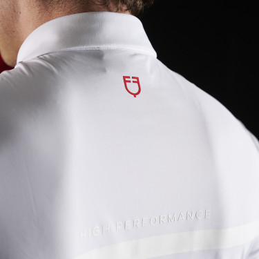 Polo de competição masculino Equestro Ridertechnology de mangas curtas com zíper Polo de competição masculino Equestro Ridertechnology de mangas curtas com zíper