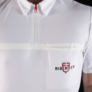 Polo de competição masculino Equestro Ridertechnology de mangas curtas com zíper Polo de competição masculino Equestro Ridertechnology de mangas curtas com zíper