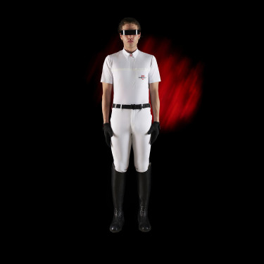 Polo de competição masculino Equestro Ridertechnology de mangas curtas com zíper Polo de competição masculino Equestro Ridertechnology de mangas curtas com zíper