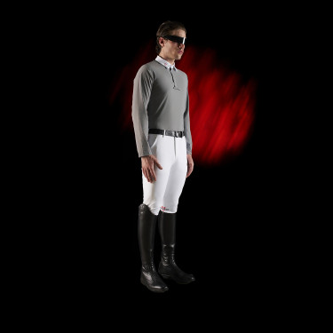 Camisa de competição masculina Equestro Ridertechnology de mangas compridas com botões Camisa de competição masculina Equestro Ridertechnology de mangas compridas com botões