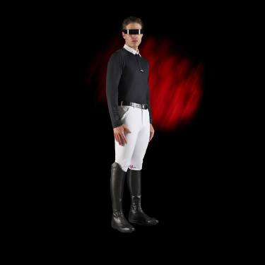 Camisa de competição masculina Equestro Ridertechnology de mangas compridas com botões Preto Camisa de competição masculina Equestro Ridertechnology de mangas compridas com botões Preto