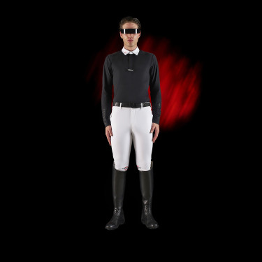Camisa de competição masculina Equestro Ridertechnology de mangas compridas com botões Preto Camisa de competição masculina Equestro Ridertechnology de mangas compridas com botões Preto
