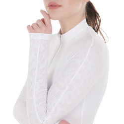 Polo de competição slim fit feminino com inserções em malha Equestro Branco