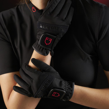 Polo feminino Equestro Ridertechnology de manga curta com zíper Polo feminino Equestro Ridertechnology de manga curta com zíper