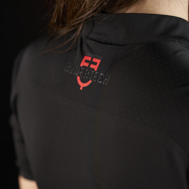Polo feminino Equestro Ridertechnology de manga curta com zíper Polo feminino Equestro Ridertechnology de manga curta com zíper