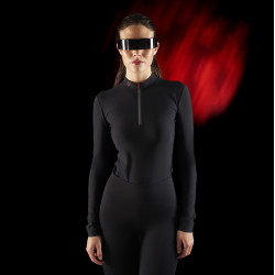 Polo feminino Equestro Ridertechnology de mangas compridas com zíper