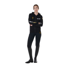 Sweatshirt com capuz feminino Scuderia Equestro em French Terry Preto