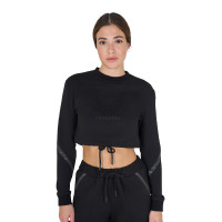 Sweatshirt curto com gola redonda feminino Equestro Preto Sweatshirt curto com gola redonda feminino Equestro Preto