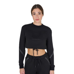 Sweatshirt curto com gola redonda feminino Equestro