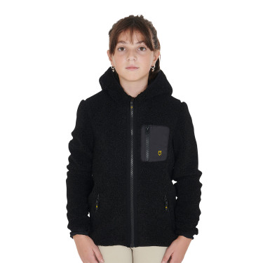 Sweatshirt de lã polar infantil com zíper Equestro Preto