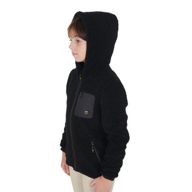 Sweatshirt de lã polar infantil com zíper Equestro Preto