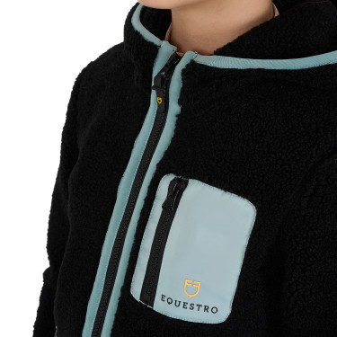 Sweatshirt de lã polar infantil com zíper Equestro Preto / névoa cinzenta