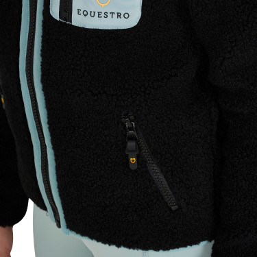 Sweatshirt de lã polar infantil com zíper Equestro Preto / névoa cinzenta