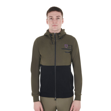 Sweatshirt com capuz masculino Equestro com interior em lã polar Verde hera