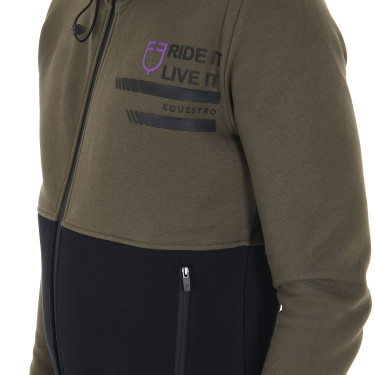 Sweatshirt com capuz masculino Equestro com interior em lã polar Verde hera Sweatshirt com capuz masculino Equestro com interior em lã polar Verde hera