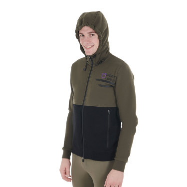 Sweatshirt com capuz masculino Equestro com interior em lã polar Verde hera Sweatshirt com capuz masculino Equestro com interior em lã polar Verde hera