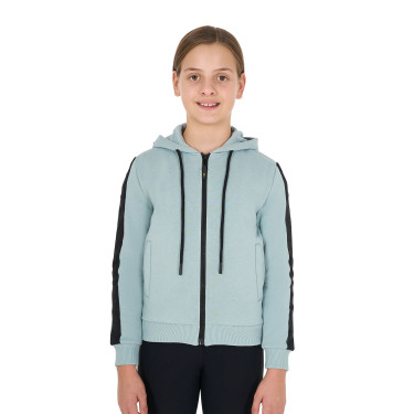 Sweatshirt Equestro feminino com zíper completo e interior em lã polar Névoa cinza Azul