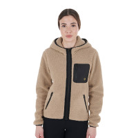 Sweatshirt feminino de lã com bolso Equestro Incenso Bege Sweatshirt feminino de lã com bolso Equestro Incenso Bege