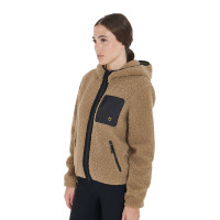 Sweatshirt feminino de lã com bolso Equestro Incenso Bege Sweatshirt feminino de lã com bolso Equestro Incenso Bege