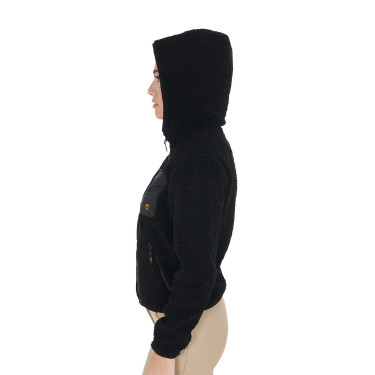 Sweatshirt feminino de lã com bolso Equestro Preto Sweatshirt feminino de lã com bolso Equestro Preto