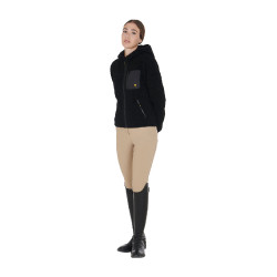Sweatshirt feminino de lã com bolso Equestro Preto Sweatshirt feminino de lã com bolso Equestro Preto