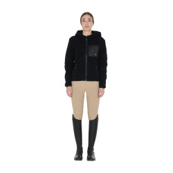 Sweatshirt feminino de lã com bolso Equestro Preto Sweatshirt feminino de lã com bolso Equestro Preto
