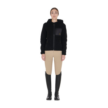 Sweatshirt feminino de lã com bolso Equestro Preto Sweatshirt feminino de lã com bolso Equestro Preto