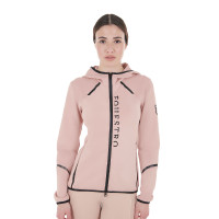 Sweatshirt técnico feminino em jersey com fecho éclair Equestro Camafeu rosa Sweatshirt técnico feminino em jersey com fecho éclair Equestro Camafeu rosa