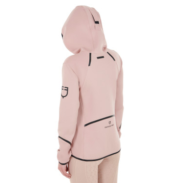 Sweatshirt técnico feminino em jersey com fecho éclair Equestro Camafeu rosa